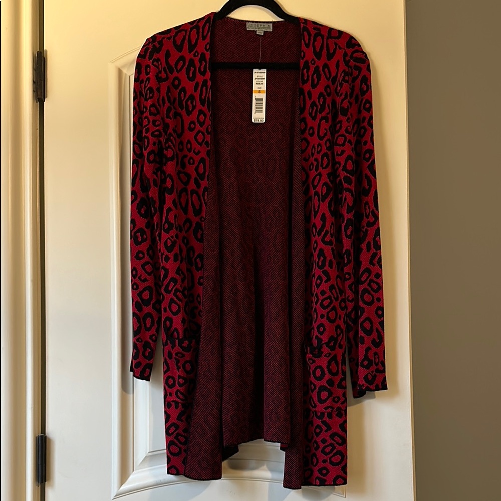 NWT Joseph A Leopard Print Open Front Cardigan